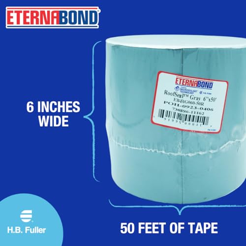 EternaBond RoofSeal Gray 6" x50' MicroSealant UV Stable RV Roof Seal Repair Tape | 35 mil Total Thickness - EB-RG060-50R - One-Step Durable, Waterproof and Airtight Sealant