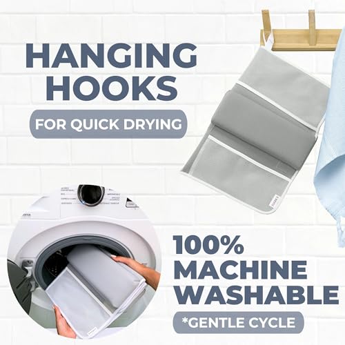 Comfortable Baby Bath Kneeler and Elbow Rest Pad Set – Thick Memory Foam Bath Kneeling Pad with Elbow Support – Baby Bathtub Cushion with Toy Organizer for Bathing Infant or Toddler - Grey