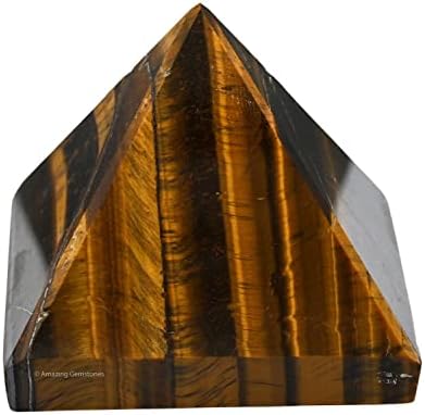 Amazing Gemstone Tiger Eye Pyramid Crystal Healing Stones - 2" Great Pyramid Figurine of Natural Stone Pyramid for Meditation, Reiki, Chakra Balancing and Crystal Pyramids Grid