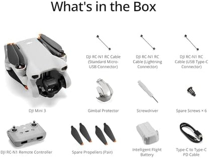 DJI Mini 3, Drones with Camera for Adults 4K, 38-min Flight Time, up to 32800ft (10km) Video Transmission, True Vertical Shooting, GPS Auto Return Integrated, Mini Drone with Camera for Beginners