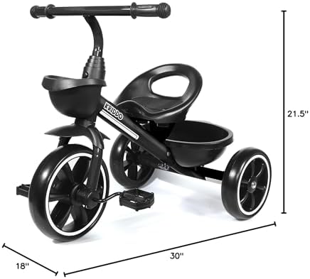 KRIDDO Kids Tricycle for 2-5 Year Olds - Gift for Toddlers - Black
