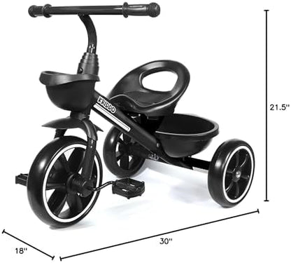 KRIDDO Kids Tricycle for 2-5 Year Olds - Gift for Toddlers - Black
