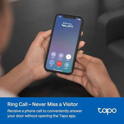 Tapo by TP-Link Smart Video Doorbell Camera Wireless with Chime, 2K with Full Color Night Vision & Spotlights, No Monthly Fee, Ring Call, 160° Ultra-Wide View, Free AI Detection, Local Storage,D210