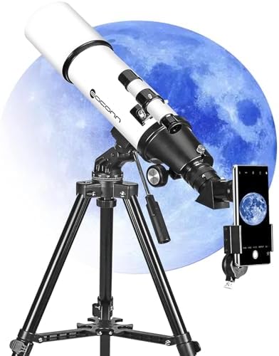 Telescopes for Adults Astronomy, 80mm Aperture 600mm Refractor Telescope for Kids & Beginners, Compact and Portable Travel Telescopio with Backpack
