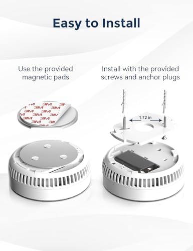 Ecoey Smoke Alarm Fire Detector, Battery Included Photoelectric Smoke Detector with Test Button and Low Battery Signal, Small Fire Alarm for Home, Bedroom FJ136GB, 6 Packs