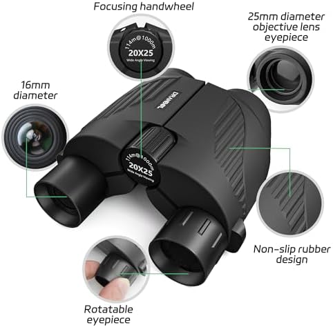 20X25 Small Binoculars for Adults and Kids, Large Eyepiece Binoculars for Bird Watching Easy Focus, Pocket High Powered Opera Glasses for Concert, Cruise Ship, Travel Must Have
