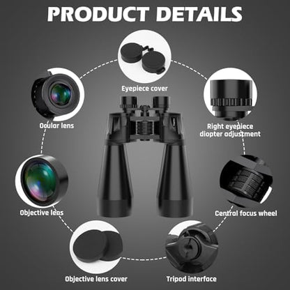 18x70 Binoculars for Adults High Powered, Large Aperture 70mm Astronomy Binoculars for Long Distance Viewing, Waterproof & Fogproof with Smartphone Adapter, Tripod Adapter, Carrying Case
