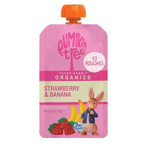 Pumpkin Tree Peter Rabbit Organics Strawberry and Banana Pure Fruit Snack, 4 Ounce (Pack of 10)