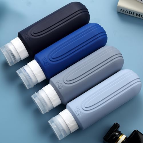 Travel Bottles for Toiletries, Large 6oz Oversize Containers, BPA Free Leak Proof Tubs Refillable Liquid Traveler Accessories with Toiletry Bag for Cometic Shampoo and Lotion Soap (4 Pack)