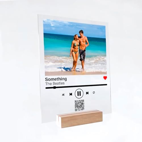 NEXT DAY SHIPPING Song Plaque with Wooden, Acrylic, Led Light Stand - Personalized Music Plaque Photo Gift Personalized Couple Gift ideas Anniversary Celebration Gift