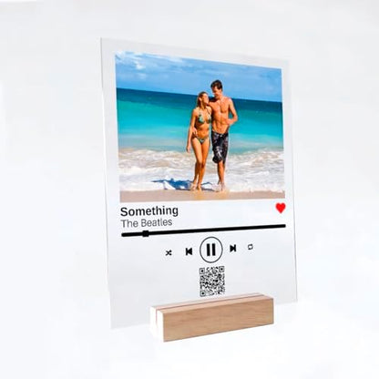 NEXT DAY SHIPPING Song Plaque with Wooden, Acrylic, Led Light Stand - Personalized Music Plaque Photo Gift Personalized Couple Gift ideas Anniversary Celebration Gift