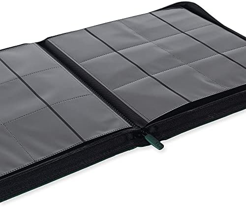 Vault X 12 Pocket Trading Card Zip Binder - 480 cards, Premium Exo-Tec Album Material, 20 Side-Loading Pages, Folder for Collectible Card Games, Sports, TCG (Green)