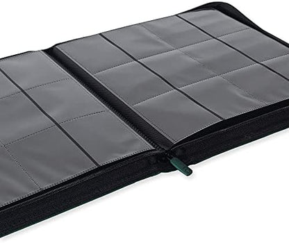 Vault X 12 Pocket Trading Card Zip Binder - 480 cards, Premium Exo-Tec Album Material, 20 Side-Loading Pages, Folder for Collectible Card Games, Sports, TCG (Green)