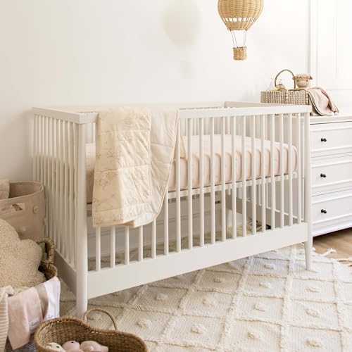 Burt's Bees Baby Essential Organic Cotton Fitted Crib Sheet, Breathable for Boy Girl Standard Crib & Toddler Mattresses