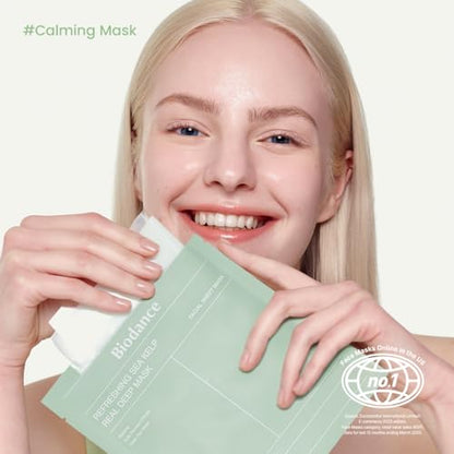 BIODANCE Refreshing Sea kelp Real Deep Mask, Overnight Hydrogel Mask, Calming, Oil & Sebum Control, Blemish Care 1.19oz(34g) x 4ea