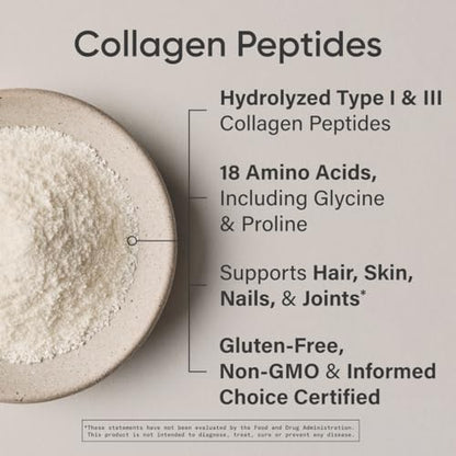 Sports Research Collagen Peptides for Women & Men, Unflavored, 16 oz., Hydrolyzed Type 1 & 3 Collagen Powder Protein Supplement for Healthy Skin, Nails, Bones & Joints