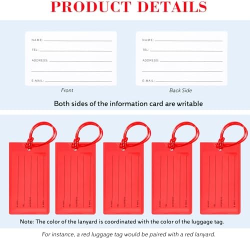 50 Pack Luggage Tags for Suitcases, Airplane Travel Essentials for Flying, International Travel Must Haves, and Luggage Accessories by Sodsay