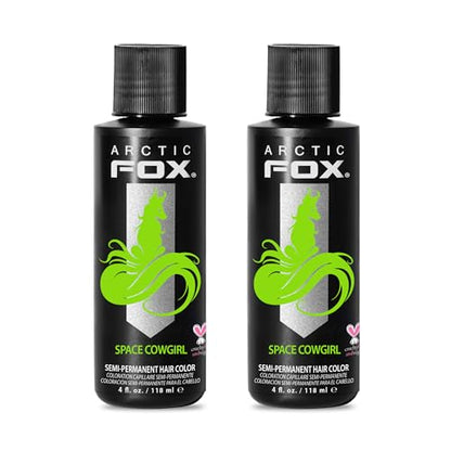 Arctic Fox Semi-Permanent Hair Dye, Vegan & Cruelty-Free, Vibrant Electric Green, Ammonia-Free, Peroxide-Free, Space Cowgirl, 4 Fl Oz (Pack of 2)