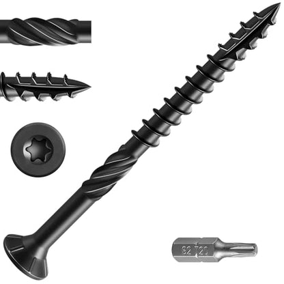 #10 * 3" Black Deck Screws, (137pcs) 2 lbs.Exterior Wood Screws, Rust Resistant epoxy Coated, Bronze, T25 Star Bit