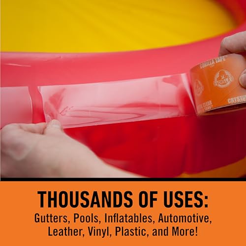 Gorilla Crystal Clear Tape, 1.88” x 18 yd (Pack of 6) - Weather Resistant for Indoor or Outdoor Projects and Repairs