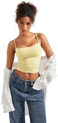 SUUKSESS Women Sexy Square Neck Tank Top Summer Y2K Going Out Basic Cami Shirt