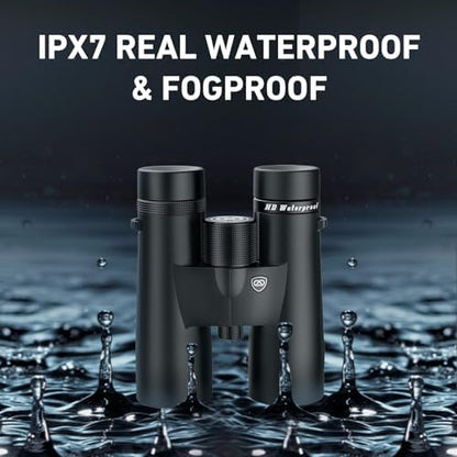 10x42 HD Binoculars for Adults High Powered with Phone Adapter, Tripod and Tripod Adapter, IPX7 Waterproof Binoculars with Clear Low Light Vision for Bird Watching Cruise Ship Travel