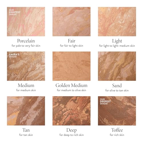 LAURA GELLER NEW YORK Award-Winning Baked Balance-n-Brighten Color Correcting Powder Foundation - Medium - Buildable Light to Medium Coverage - Demi-Matte Natural Finish