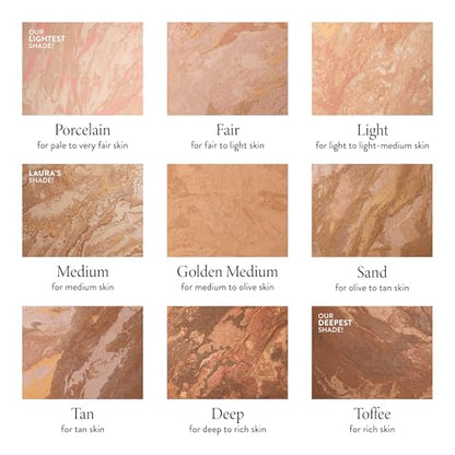 LAURA GELLER NEW YORK Award-Winning Baked Balance-n-Brighten Color Correcting Powder Foundation - Medium - Buildable Light to Medium Coverage - Demi-Matte Natural Finish