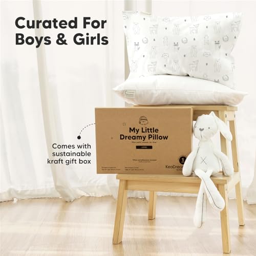 KeaBabies Toddler Pillow with Pillowcase, Jumbo 14X20 - Soft Organic Cotton Toddler Pillows for Sleeping - Machine Washable - Perfect for Travel, Toddler Bed Set (KeaFriends)