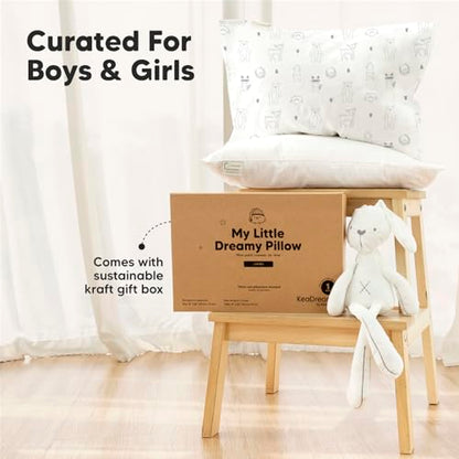 KeaBabies Toddler Pillow with Pillowcase, Jumbo 14X20 - Soft Organic Cotton Toddler Pillows for Sleeping - Machine Washable - Perfect for Travel, Toddler Bed Set (KeaFriends)