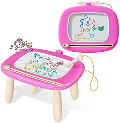 Kikidex Toddler Toys for 1-3 Years, Sturdy Magnetic Doodle Board, Reusable, No Mess, Educational Learning Toys for Kids' Birthday (Rose)