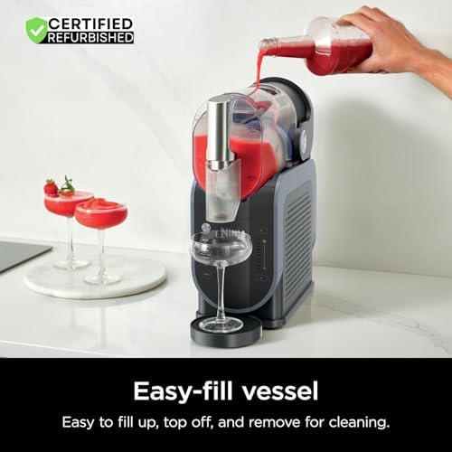 Ninja FS301 Professional Maker with RapidChill Technology, 88 oz Drink & Slushie Machine, 5 Preset Programs, Frozen Margaritas, Frappés, and More, Premium Accents, Black (Renewed)