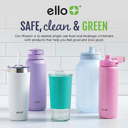 Ello Emma 14oz Vacuum Insulated Stainless Steel Kids Water Bottle with Straw and Built-in Carrying Handle and Leak-Proof Locking Lid for School Backpack, Lunchbox and Outdoor Sports