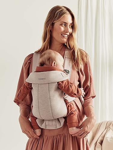 BabyBjörn Baby Carrier Mini, 3D Jersey, Light Beige | Newborn Carrier (7-25 lbs), Ergonomic, Easy-to-Use