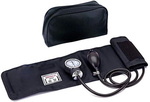 Santamedical Adult Deluxe Aneroid Sphygmomanometer - Professional Blood Pressure Monitor with Adult Black Cuff and Carrying case (Light Black)