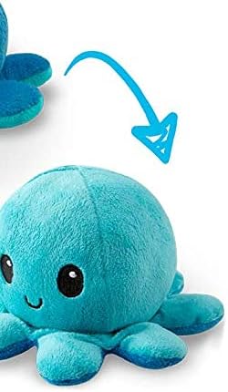 TeeTurtle - The Original Reversible Octopus Plushie - Light + Dark Blue - Cute Sensory Fidget Stuffed Animals That Show Your Mood