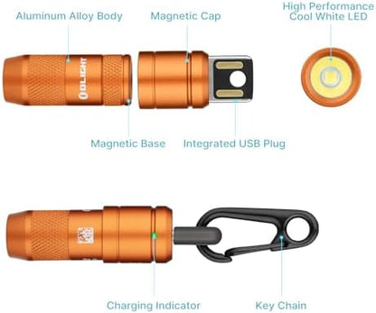 OLIGHT IMINI 2 EDC Rechargeable Keychain Flashlight, 50 Lumens Compact and Portable Mini LED Keyring Lights with Built-in Battery Ideal for Everyday Carry and Emergencies (Orange)