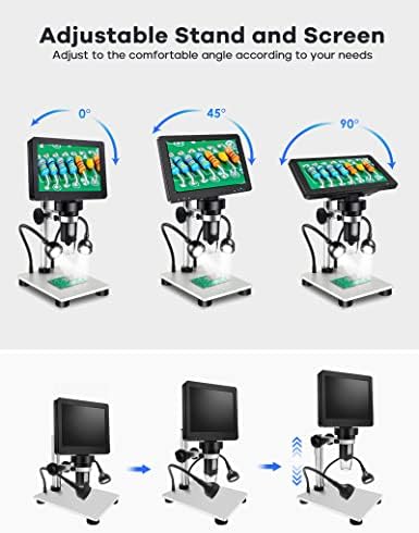 7" LCD Digital Microscope 1200X,Leipan 12MP Coin Microscope with Screen for Adults,1080P Video Microscope with 32GB TF Card and 12pcs Slides,Wired Remote,2 Side Lights,Windows/Mac OS Compatible