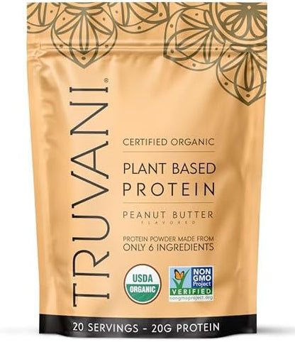 Truvani Vegan Pea Protein Powder | Peanut Butter | 20g Organic Plant Based Protein | 20 Servings | Keto | Gluten & Dairy Free | Low Carb | No Added Sugar
