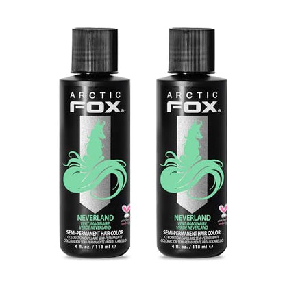Arctic Fox Semi-Permanent Hair Color Dye, Vegan & Cruelty-Free, Pastel Mint Green, Conditioning, Ammonia-Free, Peroxide-Free, Neverland, 4 Fl Oz (Pack of 2)