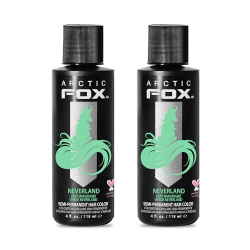 Arctic Fox Semi-Permanent Hair Color Dye, Vegan & Cruelty-Free, Pastel Mint Green, Conditioning, Ammonia-Free, Peroxide-Free, Neverland, 4 Fl Oz (Pack of 2)
