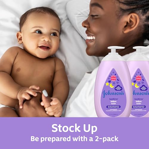 Johnson's Moisturizing Bedtime Baby Lotion with Coconut Oil & NaturalCalm Aromas to Help Relax Baby, Mild, Hypoallergenic & Paraben-, Phthalate- & Dye-Free, Twin Pack, 27.1 fl. oz, 2 Pack