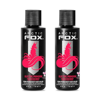 Arctic Fox Semi-Permanent Hair Dye, Vegan & Cruelty-Free, UV Reactive Neon Pink, Electric Paradise, Long Lasting, Conditioning, Ammonia-Free, 4 Fl Oz (Pack of 2)