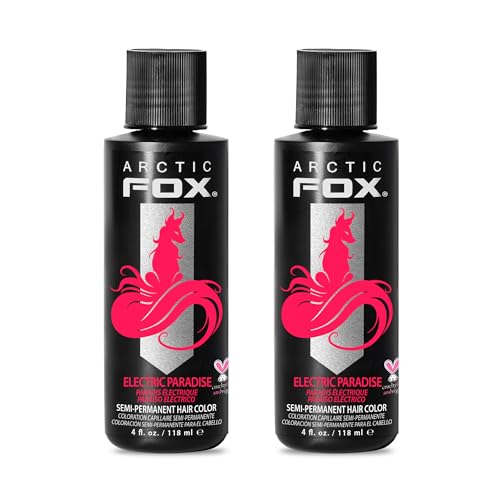 Arctic Fox Semi-Permanent Hair Dye, Vegan & Cruelty-Free, UV Reactive Neon Pink, Electric Paradise, Long Lasting, Conditioning, Ammonia-Free, 4 Fl Oz (Pack of 2)