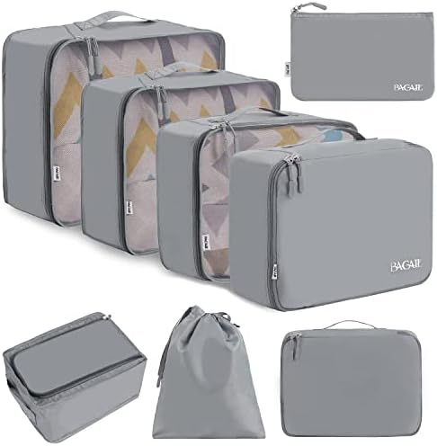 BAGAIL 8 Set Packing Cubes Luggage Packing Organizers for Travel Accessories-Pewter Color
