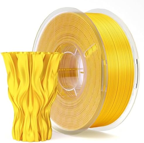 ELEGOO Silk PLA Filament 1.75mm Shiny Gold 1KG, 3D Printer Filament Dimensional Accuracy +/- 0.02mm, 1kg Plastic Spool(2.2lbs) 3D Printing Filament Fits for Most FDM 3D Printers
