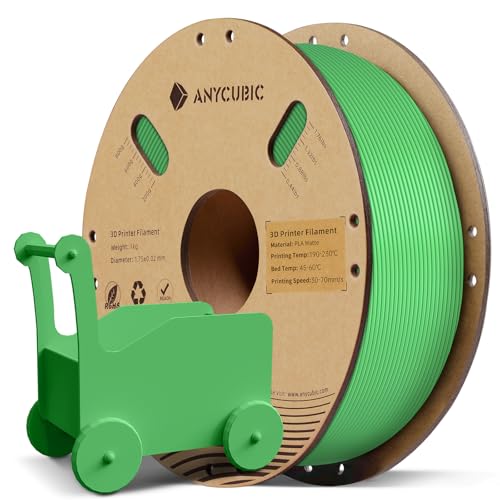 ANYCUBIC Matte PLA Filament 1.75mm, 3D Printing PLA Filament 1.75mm Dimensional Accuracy +/- 0.02mm, 1KG Spool (2.2 lbs), Matte Green