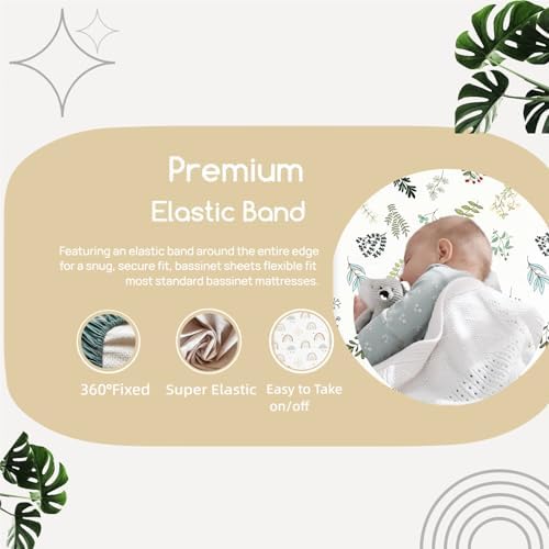 4 Pack Bassinet Sheets (19" x 33"), Compatible with Baby Delight Beside Me Dreamer and Dream On Me Skylar/Lotus/Traveler Baby Bassinet, Soft and Skin-Friendly, Mint Green and Color Rainbow