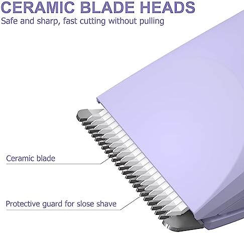 OLOV Electric Body Hair Trimmer - Groin Trimmer for Men - Bikini Trimmer Women - Wet/Dry Shaver Groomer, Replaceable Ceramic Blade Heads, USB Recharge Dock, Waterproof Hygiene Razor,Purple