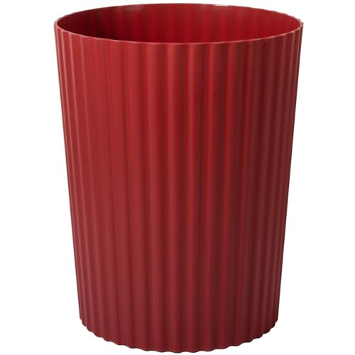 JiatuA Small Trash Can Plastic Wastebasket Round Garbage Container Bin for Bathroom, Kitchen, Bedroom, Home Office, College Dorm, Dark Red